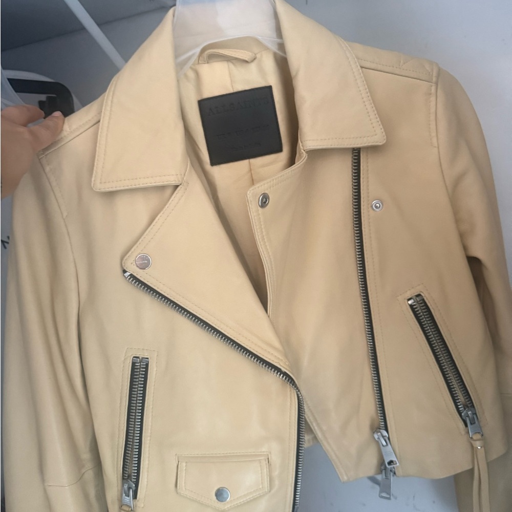 All saints butter yellow  Leather Jacket size 4